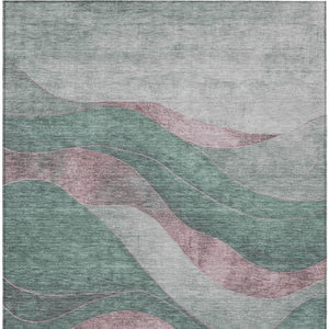 HomeRoots 10' Sage and Blush Abstract Washable Area Rug - Durable Indoor/Outdoor Design for High Traffic Spaces 624844