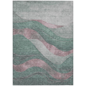 HomeRoots 10' Sage and Blush Abstract Washable Area Rug - Durable Indoor/Outdoor Design for High Traffic Spaces 624844