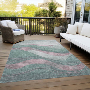 HomeRoots 10' Sage and Blush Abstract Washable Area Rug - Durable Indoor/Outdoor Design for High Traffic Spaces 624844