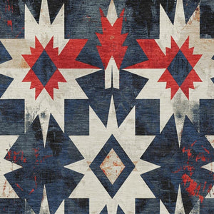 HomeRoots 8' X 10' Navy Blue and Red Aztec Indoor-Outdoor Rug | Durable, Washable, Stylish for All Spaces 624890