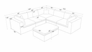 English Elm Coffee Bean Basket Weave Modular Sectional Foam Compressed with Toss Pillows Included Dark Gray B2748S00080