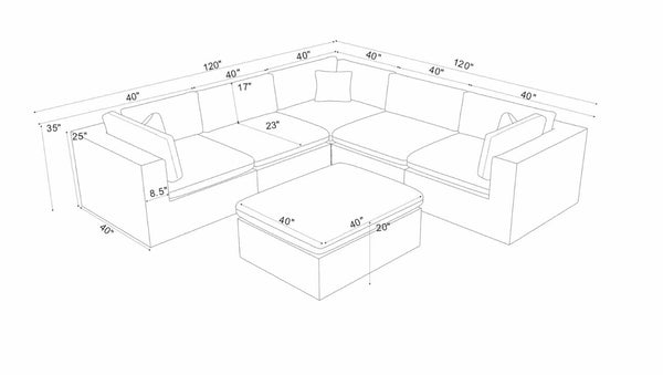 English Elm Coffee Bean Basket Weave Modular Sectional Foam Compressed with Toss Pillows Included Dark Gray B2748S00080