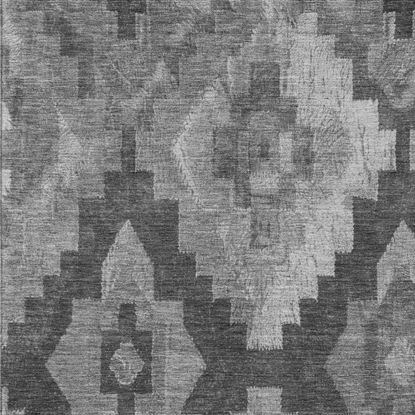 HomeRoots 10' Gray and Charcoal Aztec Washable Area Rug - Stylish Indoor/Outdoor Durable Design for High-Traffic Areas 624916