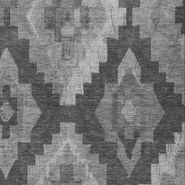HomeRoots 10' Gray and Charcoal Aztec Washable Area Rug - Stylish Indoor/Outdoor Durable Design for High-Traffic Areas 624916