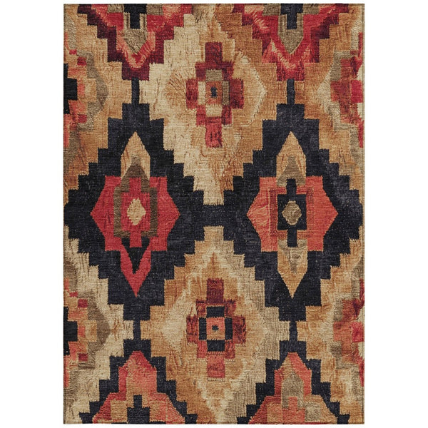 HomeRoots 5' Bold Rust and Charcoal Aztec Indoor Outdoor Area Rug - Machine Washable, Durable, Stylish Design 5' X 8' 624924