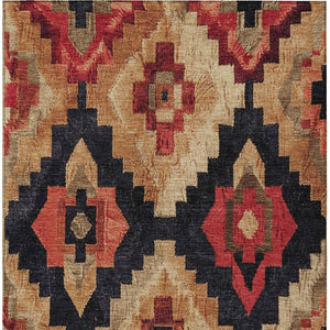 HomeRoots 5' Bold Rust and Charcoal Aztec Indoor Outdoor Area Rug - Machine Washable, Durable, Stylish Design 8' X 10' 624926