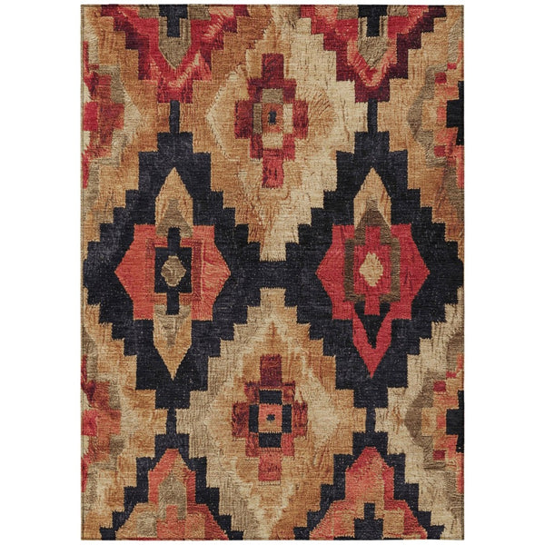 HomeRoots 5' Bold Rust and Charcoal Aztec Indoor Outdoor Area Rug - Machine Washable, Durable, Stylish Design 9' X 12' 624927