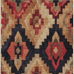 HomeRoots 5' Bold Rust and Charcoal Aztec Indoor Outdoor Area Rug - Machine Washable, Durable, Stylish Design 10' X 14' 624928