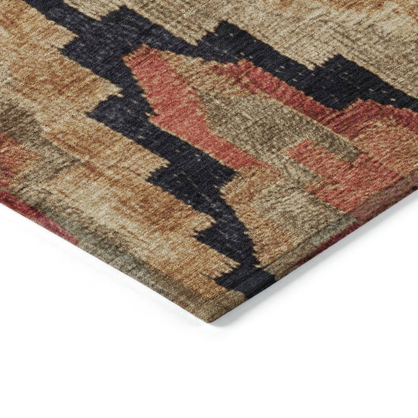 HomeRoots 5' Bold Rust and Charcoal Aztec Indoor Outdoor Area Rug - Machine Washable, Durable, Stylish Design 10' X 14' 624928