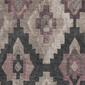 HomeRoots 5' Contemporary Taupe and Charcoal Aztec Indoor Outdoor Area Rug – Versatile, Durable & Washable 5' X 8' 624936