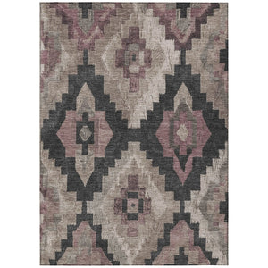 HomeRoots 5' Contemporary Taupe and Charcoal Aztec Indoor Outdoor Area Rug – Versatile, Durable & Washable 8' X 10' 624938
