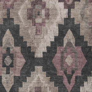HomeRoots 5' Contemporary Taupe and Charcoal Aztec Indoor Outdoor Area Rug – Versatile, Durable & Washable 8' X 10' 624938