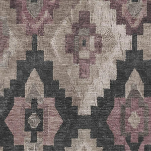 HomeRoots 5' Contemporary Taupe and Charcoal Aztec Indoor Outdoor Area Rug – Versatile, Durable & Washable 9' X 12' 624939