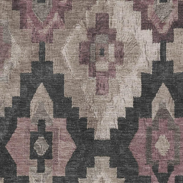 HomeRoots 5' Contemporary Taupe and Charcoal Aztec Indoor Outdoor Area Rug – Versatile, Durable & Washable 9' X 12' 624939