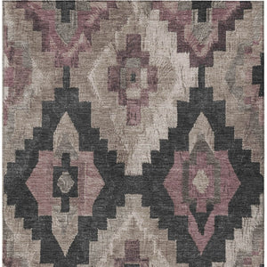 HomeRoots 5' Contemporary Taupe and Charcoal Aztec Indoor Outdoor Area Rug – Versatile, Durable & Washable 10' X 14' 624940