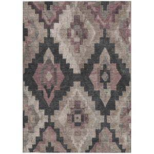 HomeRoots 5' Contemporary Taupe and Charcoal Aztec Indoor Outdoor Area Rug – Versatile, Durable & Washable 10' X 14' 624940
