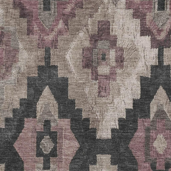 HomeRoots 5' Contemporary Taupe and Charcoal Aztec Indoor Outdoor Area Rug – Versatile, Durable & Washable 10' X 14' 624940