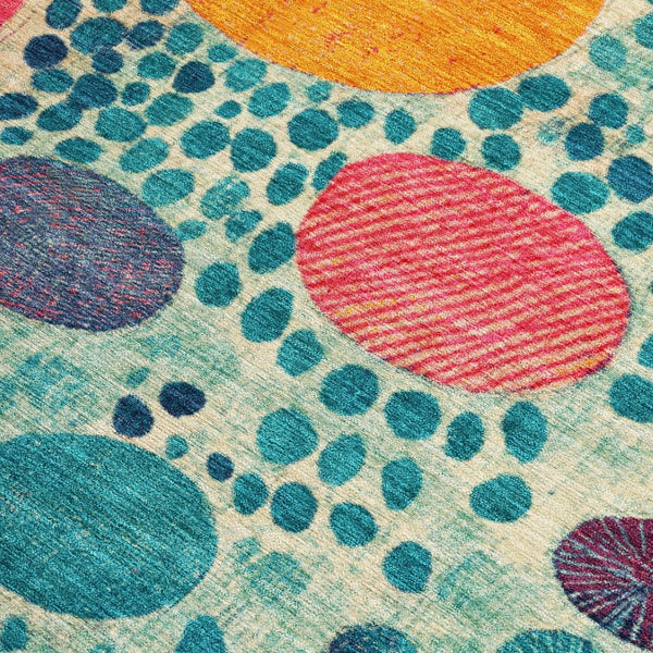 HomeRoots 5' Vibrant Geometric Area Rug in Teal Blue, Pink, and Orange for Indoor & Outdoor Spaces 10' X 14' 624976