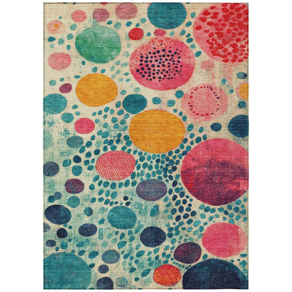 HomeRoots 5' Vibrant Geometric Area Rug in Teal Blue, Pink, and Orange for Indoor & Outdoor Spaces 10' X 14' 624976