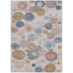 HomeRoots 5' Contemporary Blush Blue and Taupe Geometric Area Rug for Indoor and Outdoor Spaces, Washable 5' X 8' 624984