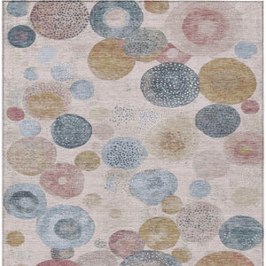 HomeRoots 5' Contemporary Blush Blue and Taupe Geometric Area Rug for Indoor and Outdoor Spaces, Washable 8' X 10' 624986