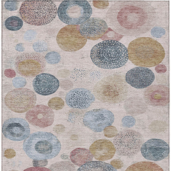 HomeRoots 5' Contemporary Blush Blue and Taupe Geometric Area Rug for Indoor and Outdoor Spaces, Washable 8' X 10' 624986