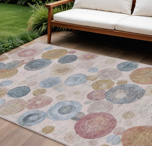 HomeRoots 5' Contemporary Blush Blue and Taupe Geometric Area Rug for Indoor and Outdoor Spaces, Washable 8' X 10' 624986