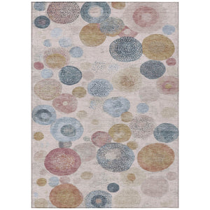 HomeRoots 5' Contemporary Blush Blue and Taupe Geometric Area Rug for Indoor and Outdoor Spaces, Washable 8' X 10' 624986