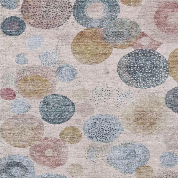 HomeRoots 5' Contemporary Blush Blue and Taupe Geometric Area Rug for Indoor and Outdoor Spaces, Washable 8' X 10' 624986