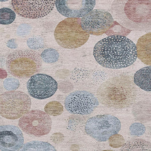 HomeRoots 5' Contemporary Blush Blue and Taupe Geometric Area Rug for Indoor and Outdoor Spaces, Washable 9' X 12' 624987