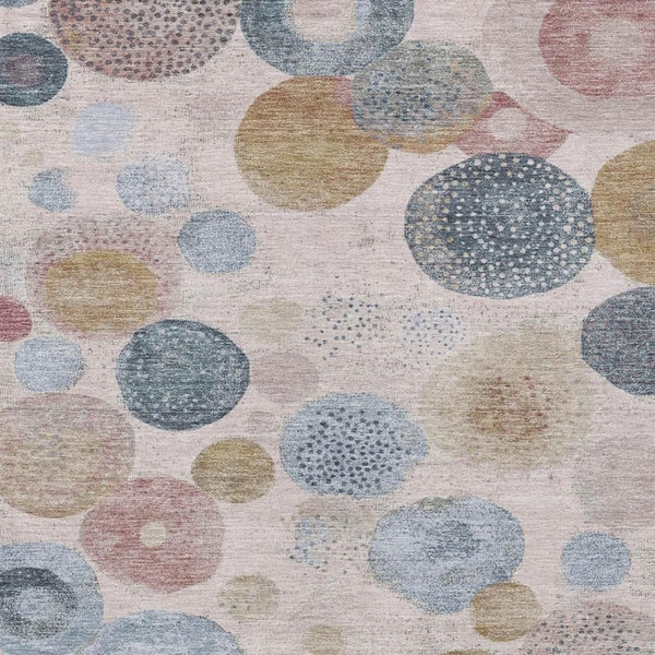HomeRoots 5' Contemporary Blush Blue and Taupe Geometric Area Rug for Indoor and Outdoor Spaces, Washable 9' X 12' 624987