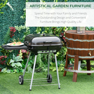 English Elm Outsunny Portable Charcoal Bbq Smoker Grill with Wheels Shelf and Adjustable Vents W2225P172524