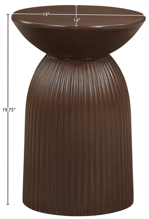 Meridian Furniture Opani Sculptural Concrete End Table Art Deco Flared Base for Indoor Outdoor Use Brown 624Brown-ET