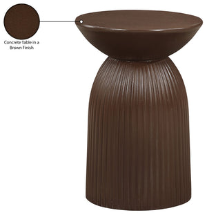 Meridian Furniture Opani Sculptural Concrete End Table Art Deco Flared Base for Indoor Outdoor Use Brown 624Brown-ET