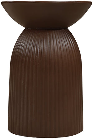 Meridian Furniture Opani Sculptural Concrete End Table Art Deco Flared Base for Indoor Outdoor Use Brown 624Brown-ET