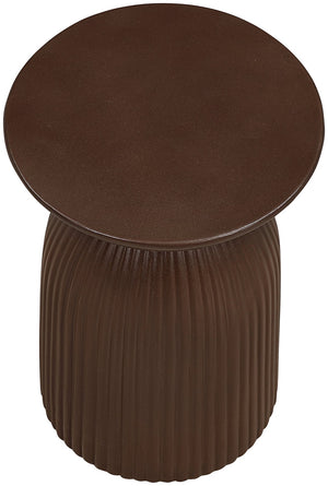 Meridian Furniture Opani Sculptural Concrete End Table Art Deco Flared Base for Indoor Outdoor Use Brown 624Brown-ET