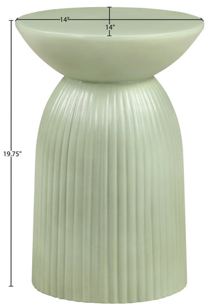 Meridian Furniture Opani Sculptural Concrete End Table Art Deco Flared Base for Indoor Outdoor Use Green 624Green-ET