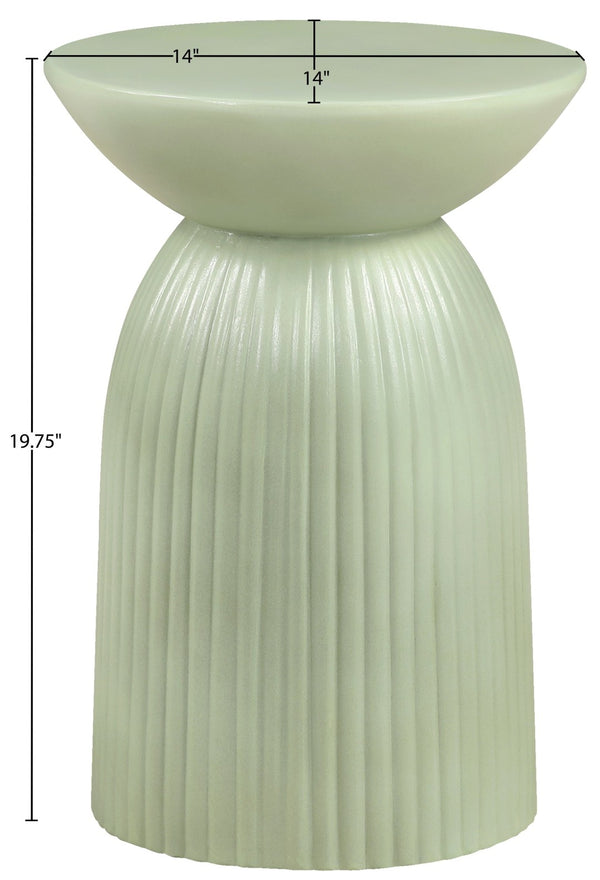 Meridian Furniture Opani Sculptural Concrete End Table Art Deco Flared Base for Indoor Outdoor Use Green 624Green-ET