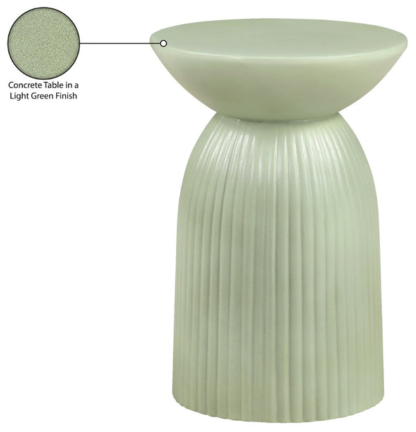 Meridian Furniture Opani Sculptural Concrete End Table Art Deco Flared Base for Indoor Outdoor Use Green 624Green-ET