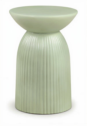 Meridian Furniture Opani Sculptural Concrete End Table Art Deco Flared Base for Indoor Outdoor Use Green 624Green-ET