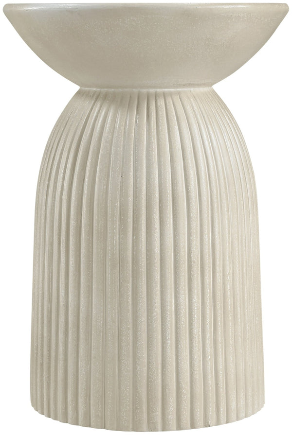 Meridian Furniture Opani Sculptural Concrete End Table Art Deco Flared Base for Indoor Outdoor Use Beige 624Sand-ET