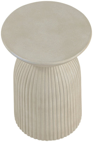 Meridian Furniture Opani Sculptural Concrete End Table Art Deco Flared Base for Indoor Outdoor Use Beige 624Sand-ET