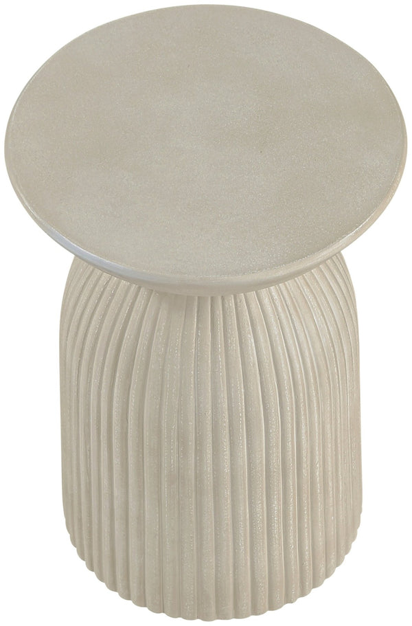 Meridian Furniture Opani Sculptural Concrete End Table Art Deco Flared Base for Indoor Outdoor Use Beige 624Sand-ET