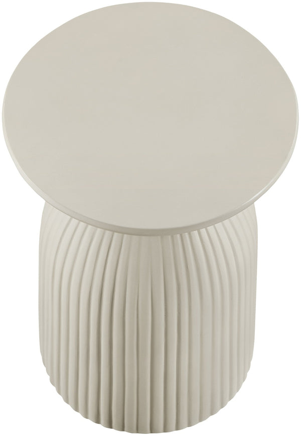 Meridian Furniture Opani Sculptural Concrete End Table Art Deco Flared Base for Indoor Outdoor Use Taupe 624Taupe-ET