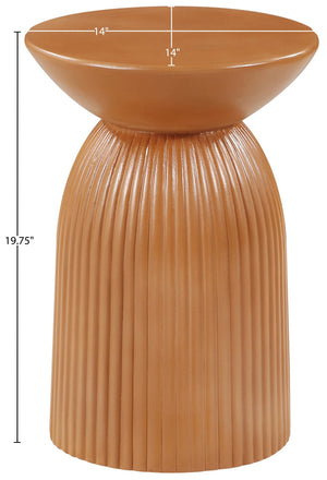Meridian Furniture Opani Sculptural Concrete End Table Art Deco Flared Base for Indoor Outdoor Use Terracotta 624Terracotta-ET