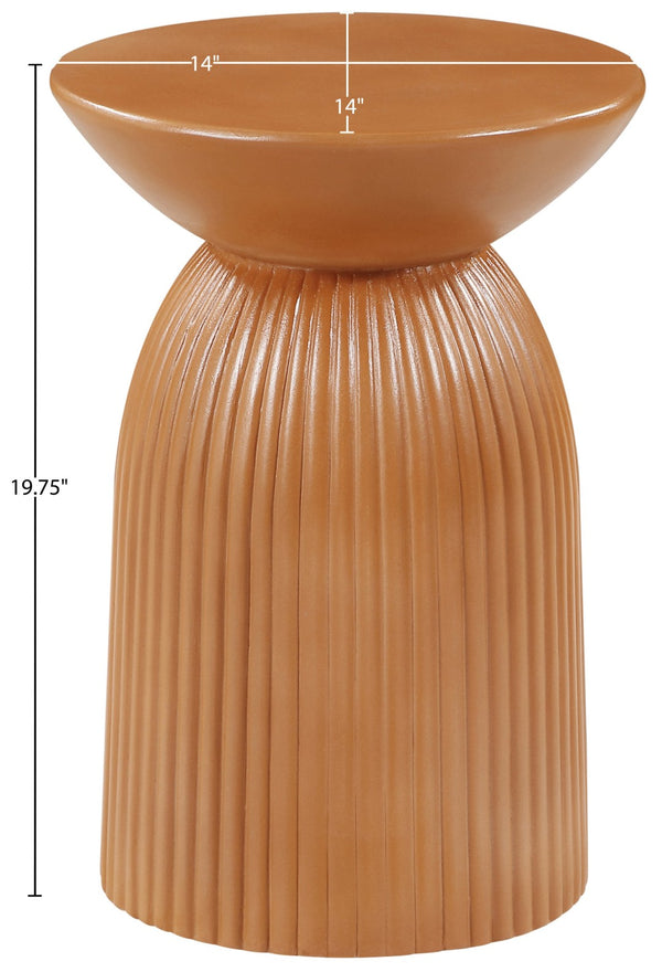 Meridian Furniture Opani Sculptural Concrete End Table Art Deco Flared Base for Indoor Outdoor Use Terracotta 624Terracotta-ET