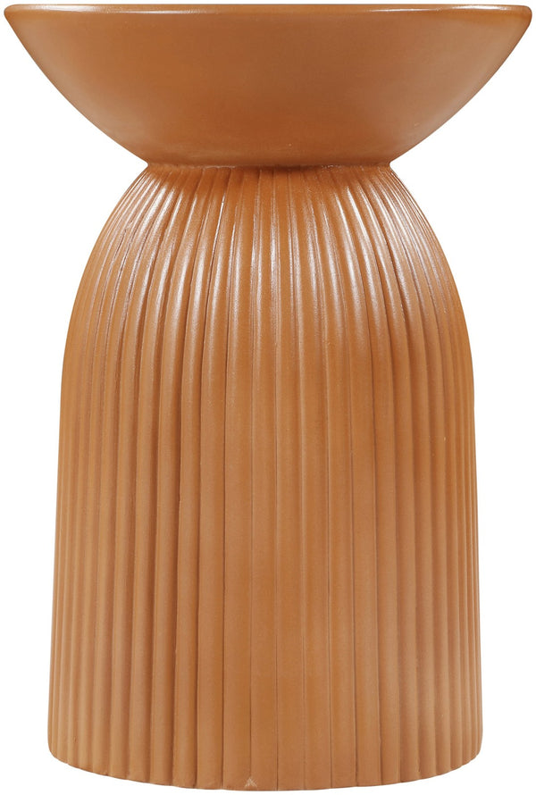 Meridian Furniture Opani Sculptural Concrete End Table Art Deco Flared Base for Indoor Outdoor Use Terracotta 624Terracotta-ET