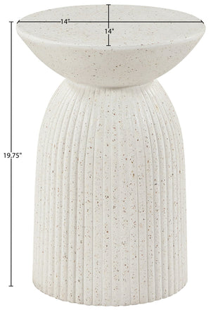 Meridian Furniture Opani Sculptural Concrete End Table Art Deco Flared Base for Indoor Outdoor Use Terrazzo 624Trzo-ET