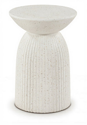 Meridian Furniture Opani Sculptural Concrete End Table Art Deco Flared Base for Indoor Outdoor Use Terrazzo 624Trzo-ET