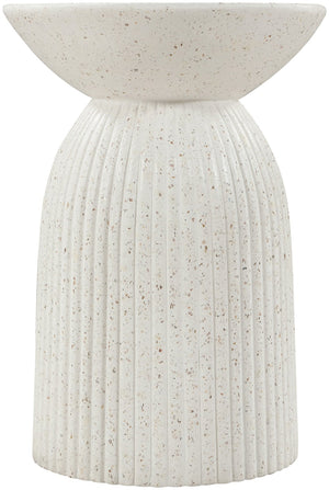 Meridian Furniture Opani Sculptural Concrete End Table Art Deco Flared Base for Indoor Outdoor Use Terrazzo 624Trzo-ET
